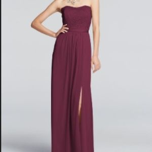 David's Bridal Strapless Lace Dress